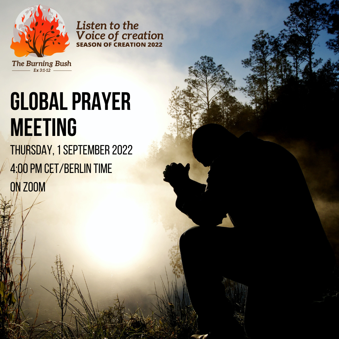 Invitation graphic for the global prayer meeting marking the start of the 2022 Season of Creation