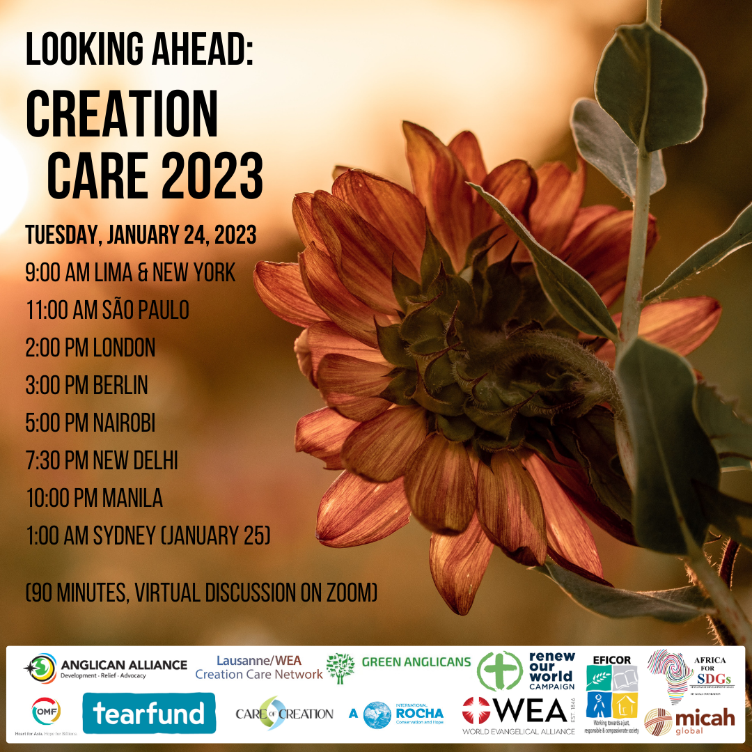 Invitation graphic for the Looking Ahead: Creation Care 2023 virtual forum